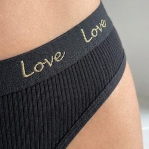 Women's "LOVE" Branded Ribbed Thong Underwear (Set of 8)